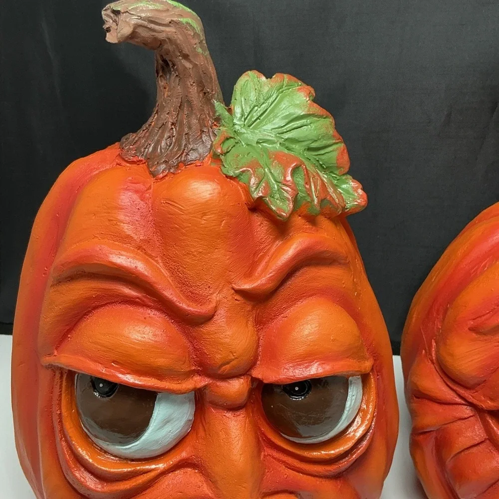 Collections Etc Expressive Pumpkins Halloween Table Top Décor Medium Lot Of 2